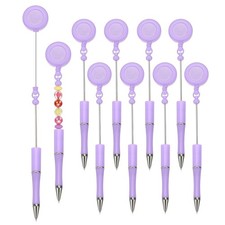 Beadable Pens, 10Pcs Retractable Badge Reel Beadable Pen, Candy Light Purple