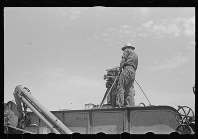 Photo:Central Ohio 1938 Hay Loader Farm Worker Loading Hay from Window