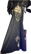 Japanese Black Kimono with Gold Dragon Design and Gold Decorative Pattern