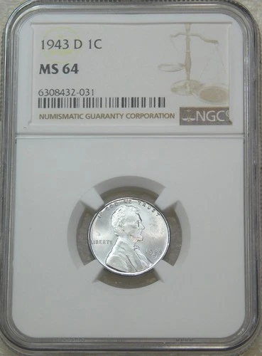 1943-D Lincoln Steel Cent NGC MS64 Very Bright Luster PQ New Holder #C226H