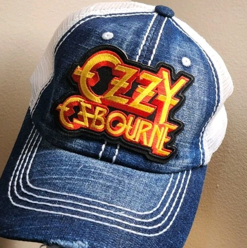 Ozzy Baseball Cap Denium & White Mesh Distressed Ozzy Osbourne Rock Band Hat