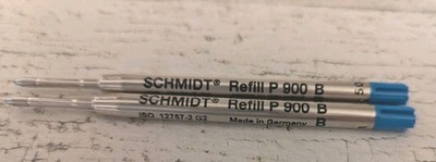Schmidt P900 Blue Broad Point Ballpen Refills 2pk Long Lasting Smooth Writing