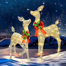 38In Christmas Deer Set Decoration for Outdoor Yard 2Pc Deers, Lighted up Reinde