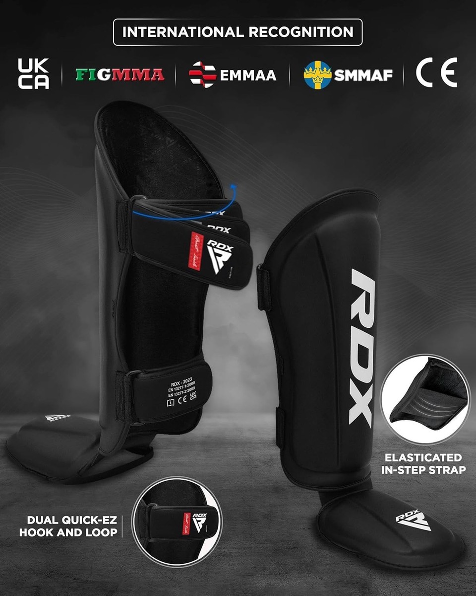 BEAST RAGE railbeschermer voor kickboksen, voetbeschermers voor muay thai MMA-training, vechtsporten, boksen, elastische gevoerde beenvoetbeschermer voor Karate BJJ Taekwondo Gear (blauw, L/XL