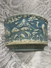 RARE Antique Jardinere Large Blue Stoneware BRUSH McCOY Red Wing  Western Bowl