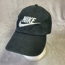 Nike 1 Size Baseball Hat Black White Swoosh Strap Back Adjustable Heritage 86