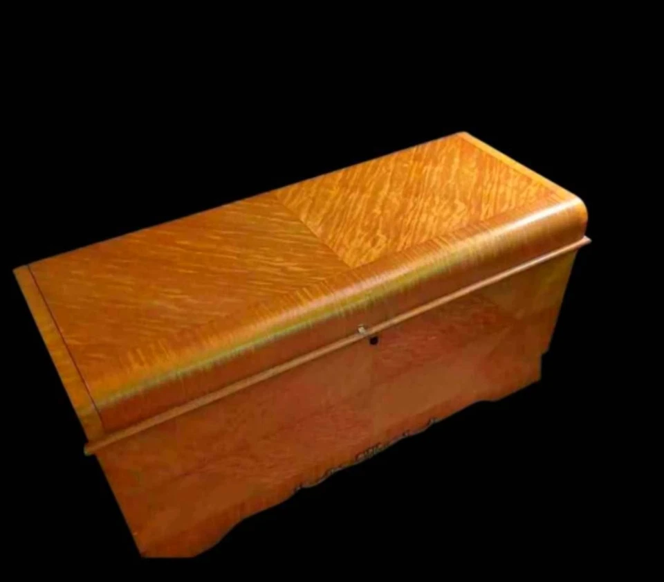  Cofre de madera de cedro diseño de cascada de posguerra Foto 2 de 4