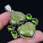 Swiss Green Opal, Peridot Gemstone 925 Sterling Silver Pendant 2.19" J670