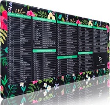 Excel Cheat Sheet Desk Mat, Floral Large Excel Shortcuts Mouse Pad 35.4" x 15.7"