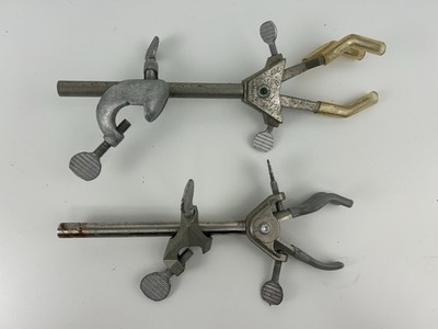 Lot Of 2 Fisher Castaloy-R Laboratory Rod Clamp Holders & Clamps Vtg Lab Tool
