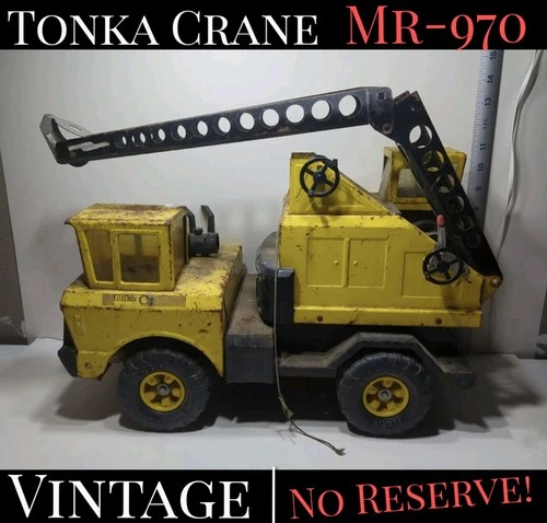 ✨VINTAGE✨ Tonka Turbo Diesel Truck with Crane MR-970 Pressed Steel Toy Truck