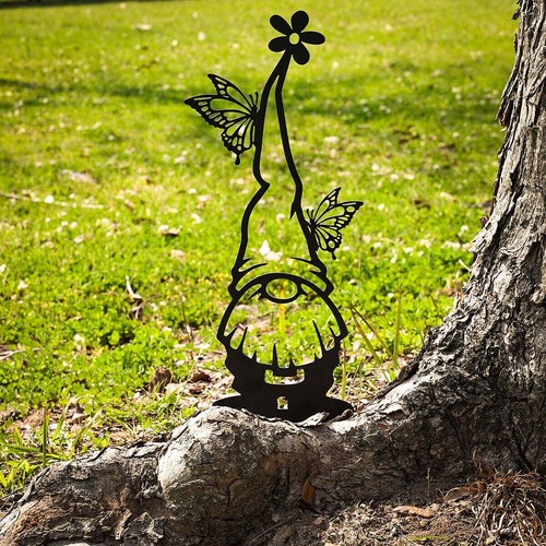 Metal Garden Gnomes Outdoor – Steel 4 Pack Lawn Ornaments & Statues, Funny Ya... - Picture 4 of 9