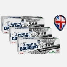Pasta del Capitano Charcoal Toothpaste 100ml x3 Italian Whitening Fresh Breath 33.17 per litre