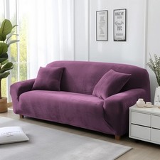 Velvet Elastic Sofa Cover 1/2/3/4 Seater Plush L-Shaped Couch Protector