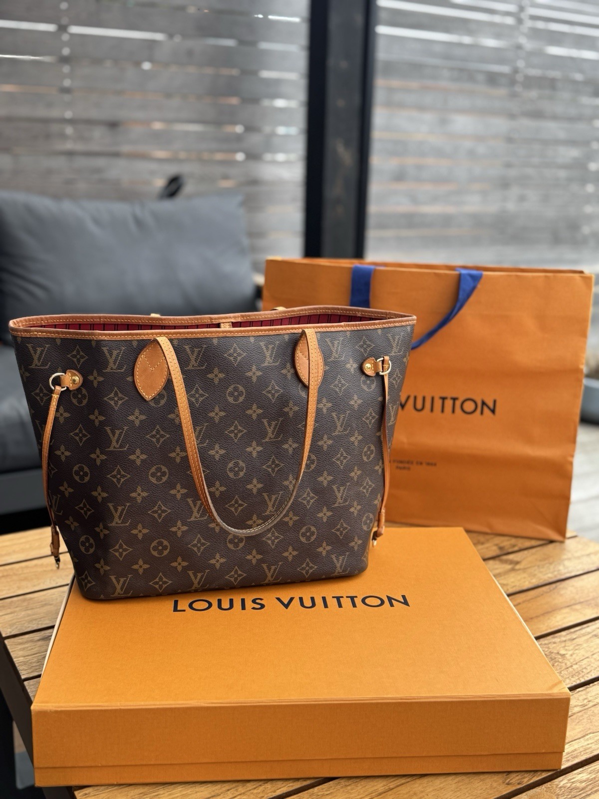 Louis Vuitton Neverfull Tote MM Brown Canvas Monogram