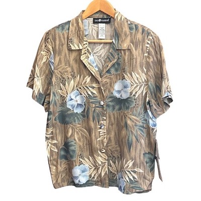 Deadstock Sag Harbor Tropical Floral Blouse Coastal Grandma Hawaiian Summer Top