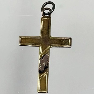 Vintage 10k Gold Cross Pendant Charm 0.5g