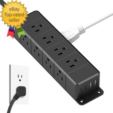 40W Fast Charging under Desk Power Strip with Switch12 Outlet Mountable Power