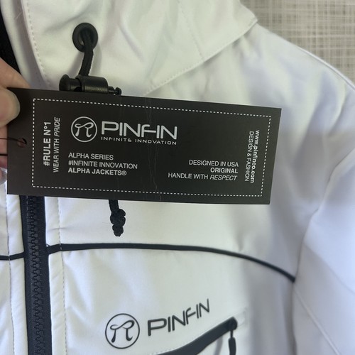 Pinfin Windbreaker Sz XL Men's New! Alpha Jacket Fishing White Black Trim BxT - Picture 3 of 10