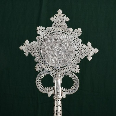 Äthiopisch Orthodox Prozession Handkreuz Silberfarben Priesterkreuz