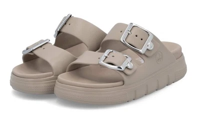 Rieker Pantolette Beige EVA Slipper Schlappen Sandale Hausschuh Schnalle - Bild 1 von 4