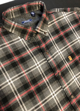 MEN'S IZOD CLASSIC FLANNEL SHIRT L/S BLACK RED PLAID EGYPTIAN COTTON SIZE LARGE