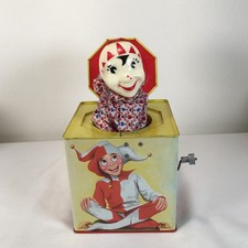 Vintage Harlequin Jester Jack in the Box Tin by Lorraine Novelty Tested Works