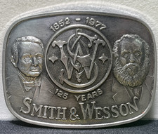 SMITH  WESSON MODEL 610 ANTIQUE SILVER BELT BUCKLE 125 YEAR ANNIVERS 1977