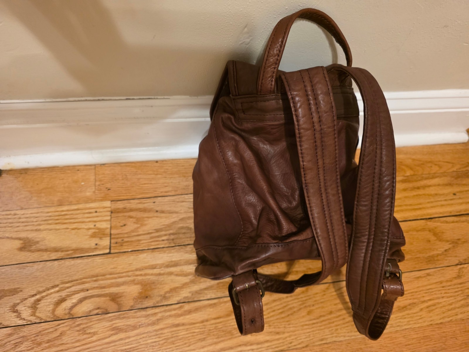 Lucas Brown Leather Drawstring Backpack - image 8