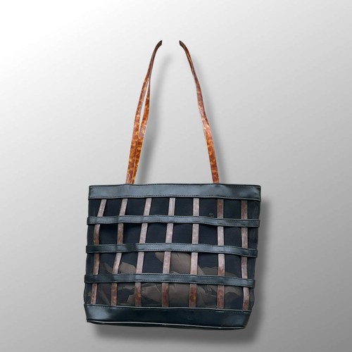 Vintage Cage Gladiator Tote Bag 13x12” Imitation Leather Zipper See Through - Picture 2 of 15