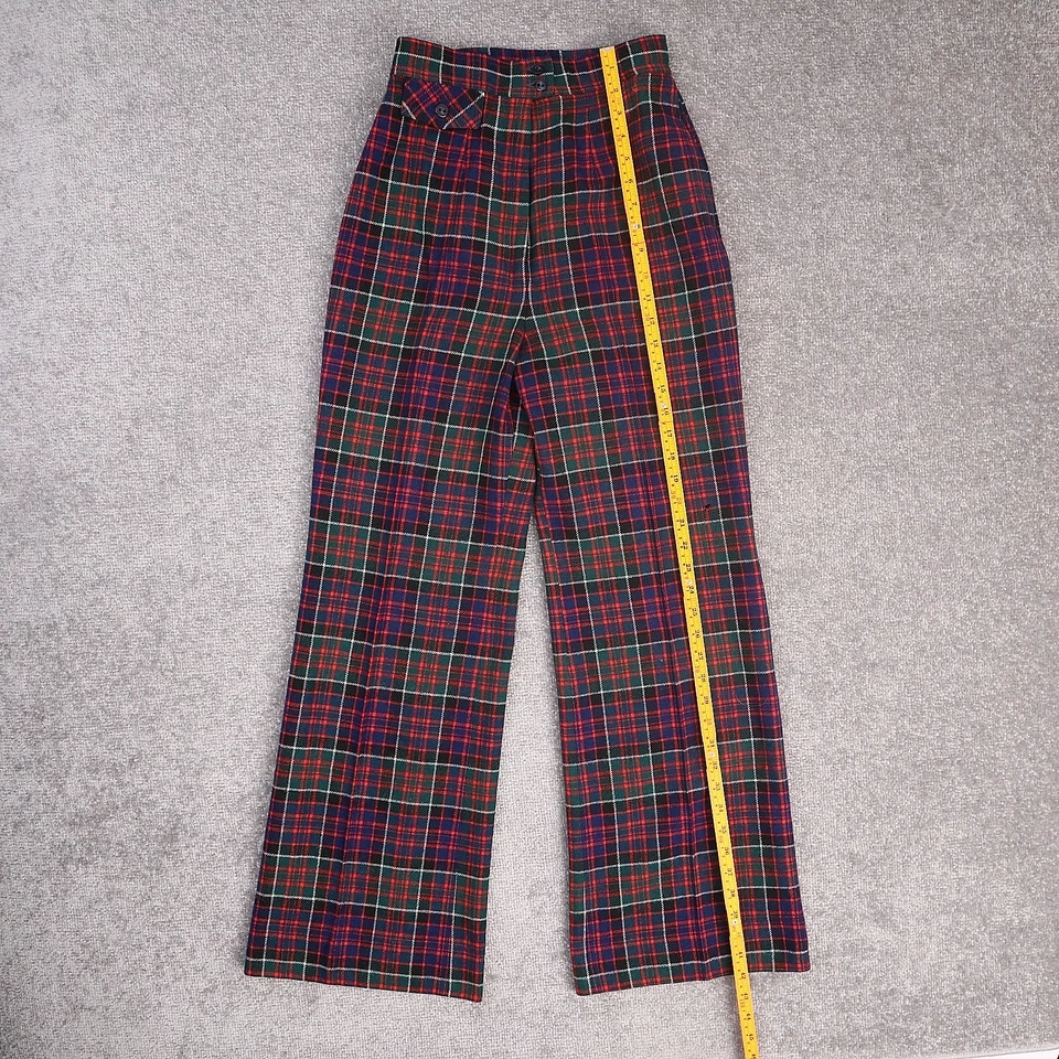 Pantalones plisados 100 % lana a cuadros coloridos talla 10 24x30 de colección para mujer años 70 Foto 2 de 4
