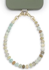 Natural Stone Phone Charm, Beaded Healing Wrist Strap, Amazonite
