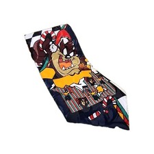 Looney Tunes Mania Taz Tweety Bird Bugs Bunny Christmas Holiday Tie 60"