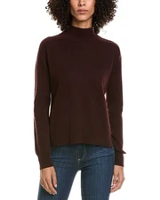 NWT InCashmere FAB! Mock Neck Merino Wool/Cashmere Blend Sweater Espresso  L