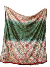 Vintage Textured 100 Silk Floral Embroidery Embellised Scarf Wrap 90  X 40  