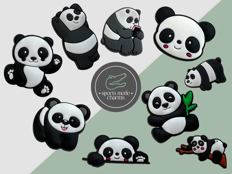 SPORTS MODE CHARMS Pandas & Bären - Charms für Schuhe Clogs Sandale - Grizzlybär Panda Teddy süß