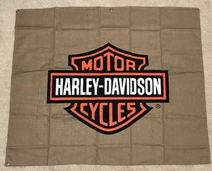 Harley-Davidson Motor Cycles Bar & Shield Canvas Wall Flag Banner 40” x 34”