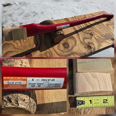 NOS Vintage O.P. Link Genuine Hickory 36  Curved Single Bit Red Axe Handle plumb