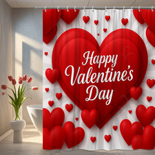Red Hearts Shower Curtain for Valentine's Day Decor