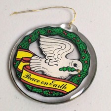 Vintage Peace on Earth Dove Suncatcher Christmas Ornament Acrylic Lucite