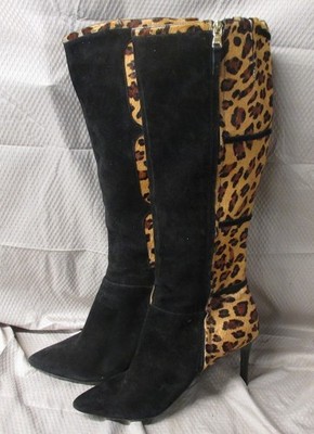 Lauren Ralph Lauren Vallerie 20'' Leopard Suede Boots Women's Size 11
