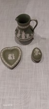 Vintage Wedgewood Sage Green Jasperware Collection x 3