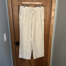 New Talbots 100 Linen Pants Size Large Wide Leg Beachy Spring Office Summer