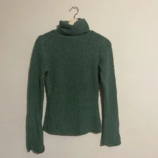 Moda International Womens Green Textured Turtleneck Sweater Top Sz Med