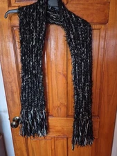 Authentic Lorenzo made in Italy Luxury Wool Blend Metallic Scarf Fringe NWOT