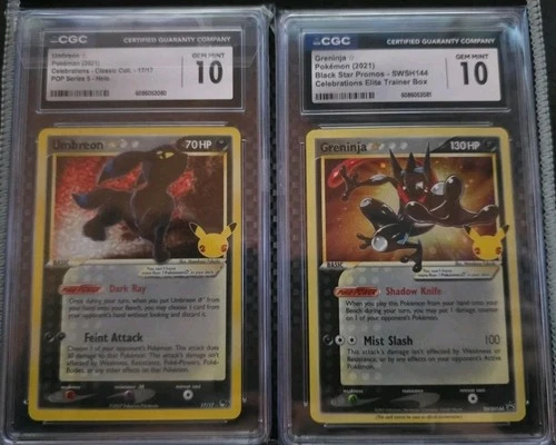 Pokemon Sequential Set CGC 10 Umbreon and Greninja Celebrations