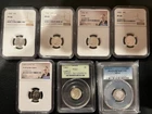 Set of 7 Graded FDR Silver Dimes.