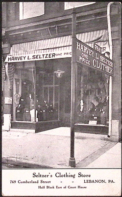 Lebanon PA Seltzer's Clothing Store Harvey R Seltzer Postcard Avon PA Postmark