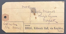 GB KGVI 1939 Parcel Post Tag Label  to Kings Lynn Norfolk from Kildwick SG470 6d