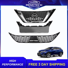 Front Upper Lower Grille & Bumper Face Bar Trim Step Pad For 19-23 Nissan Murano